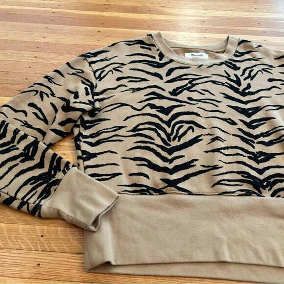 Madewell Tiger Stripe Crop Crewneck Sweatshirt - Picture 2 of 4